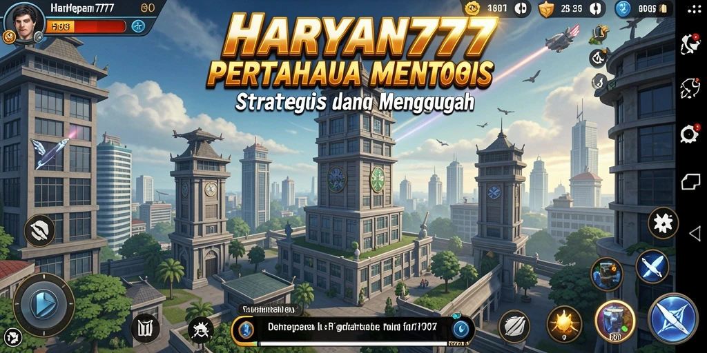 Screenshot utama HARAPAN777 menampilkan aksi intens Tower Defense.