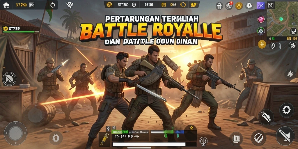 Tampilan gameplay seru dalam ST789 saat bertarung di Battle Royale.