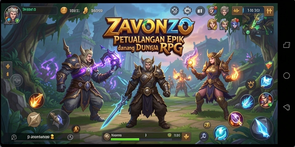 Tangkapan layar gameplay ZAVONZO menampilkan pertarungan seru.
