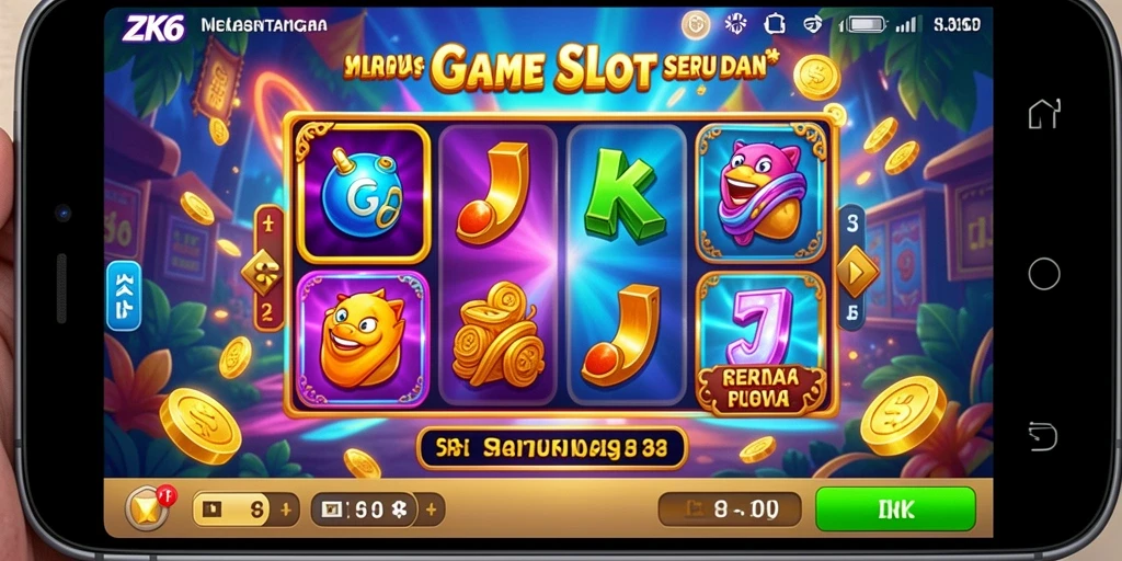 Screenshot utama ZK6 yang menampilkan gameplay slot yang menarik.